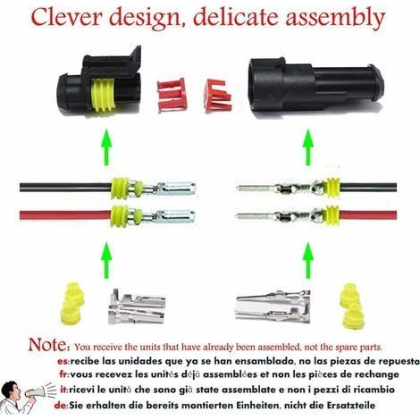 Wasserdichter 2-poliger 16 AWG-Stecker – 10 cm Kabel für Auto, LKW, Boot – 5er-Pack selbstverriegelnde Stecker (1/5)