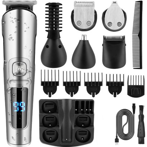 Barberschere, Haarschneider für Männer, 6-in-1 Gesichts-Pflegeset, Haarschneider, wasserdarker Elektrorasierer, Haarschneider, Trimmer (1/5)
