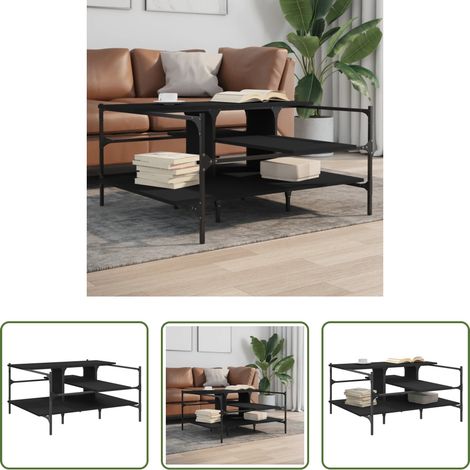 Table basse noire - Table basse noir 100x100x48,5 cm bois d'ingénierie (1/5)