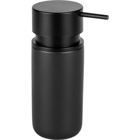 WENKO Distributeur de savon Silo, distributeur en céramique contenant jusqu'à 250 ml de savon liquide, liquide vaisselle ou désinfectant avec pompe extra-grande en plastique ABS, ∅ 6,2 x 16,5 cm
