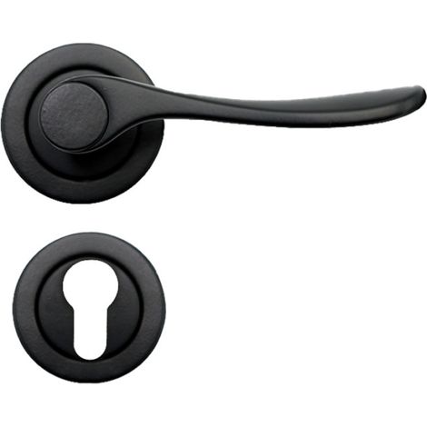 Poignées de Porte sans Perçage Rosace Noires - Paire de Boutons de Porte Design Classique en Métal Mat - Cylindre
