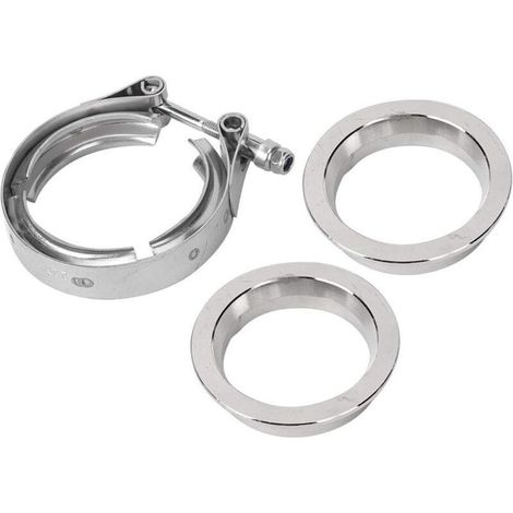 Kit de serrage de bande en V, collier de serrage de bande en V en acier inoxydable Collier de tuyau d'échappement durable avec bride pour tuyau d'échappement automatique(2.5inch-63mm) (1/5)
