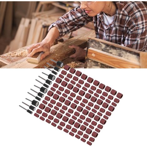 Juego profesional de tambores de lijado de aleación de aluminio de 132 piezas Tambor de lijado para pulir madera y metal Bandas de lijado duraderas de 1/2", 1/4" y 3/8" para trabajos manuales en esp (1/5)