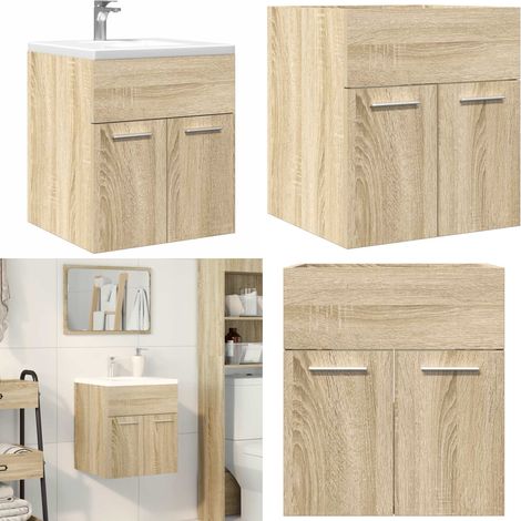 vidaXL Waschbeckenschrank Sonoma-Eiche 41x38,5x46 cm Holzwerkstoff (1/5)