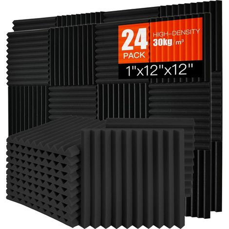 Lot de 24 panneaux acoustiques en mousse haute densité - 30 x 30 x 2,5 cm (1/5)