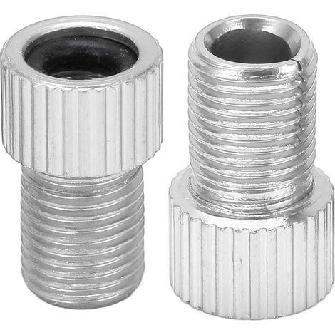 Set mit 2 Presta-auf-Schrader-Ventiladaptern, Mountainbike-Pumpe, silber, verschleißfest (1/5)