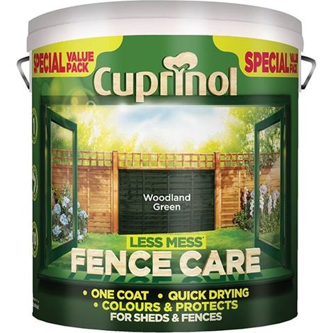 Cuprinol 5194072 Less Mess Fence Care Woodland Green 6 litre CUPLMFCWG6L