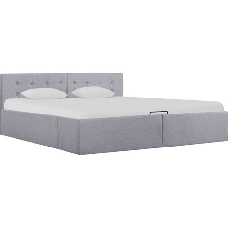 Cama hidráulica almacenaje sin colchón gris claro 160x200 cm vidaXL