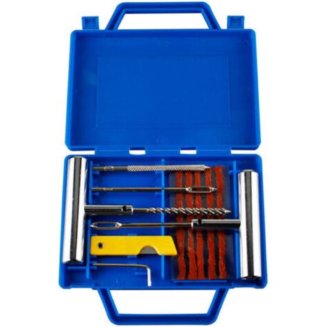 Kit de Réparation de Pneu, Kit de Reparation avec Gants Jetables, Tubeless Roue De Pneu Crevaison Outil De Rectification Set pour Moto, VTT, Jeep, Réparation de Perforation de Pneu Plat