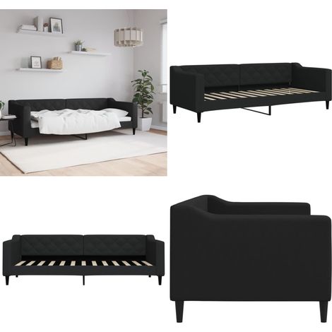 vidaXL Lit de repos sans matelas noir 80x200 cm tissu (1/5)