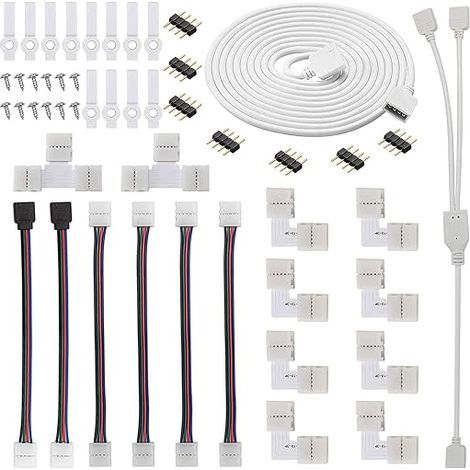 5050 4 Pin RGB LED Strip Light Connector Kit Splitter Cable Connectors LED Strip L-Shaped Connectors 4 Pin Male Connectors (1/5)