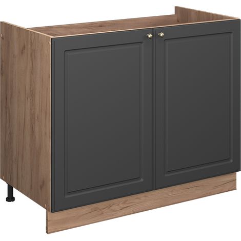 Mobile lavello cucina Fame-Line, Oro-antracite rustico/Rovere dorato, 100 cm senza piano di lavoro, Vicco (1/5)