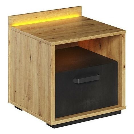 Table de chevet Orlveno 109 , Nombre de tiroirs: 1, Le nombre de portes: 0, 47x45x42cm, Stratifié, LED: Disponible (1/5)