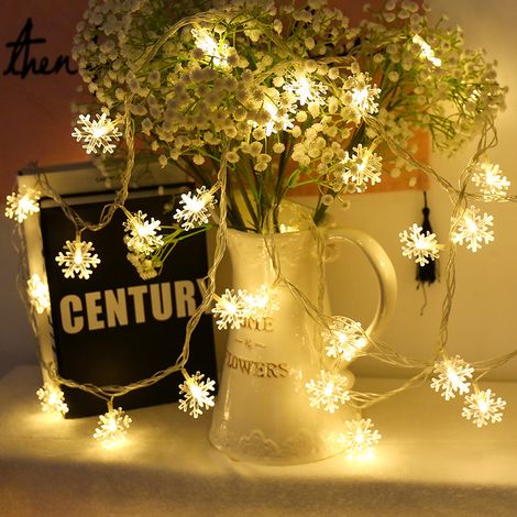 Batteriebetriebene Lichterkette für den Außenbereich, 10 m, 80 LEDs, IP65 wasserdicht, warmweiße Schneeflocken-Lichterkette, batteriebetrieben, für Weihnachtsdekoration, Schlafzimmer, Balkon, Hochzeit (1/5)