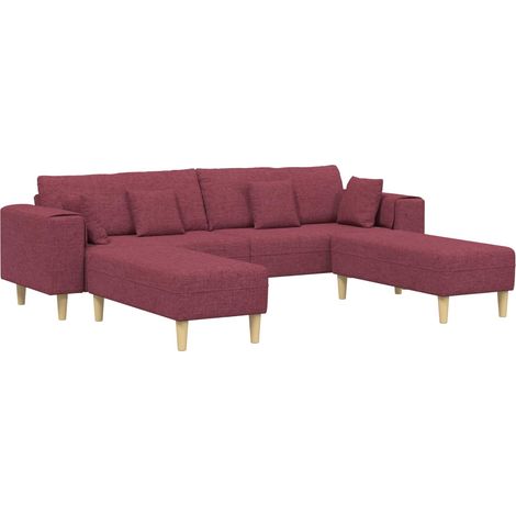 Sofá de tela con cojín Rojo vino 208 cm tela vidaXL (1/5)