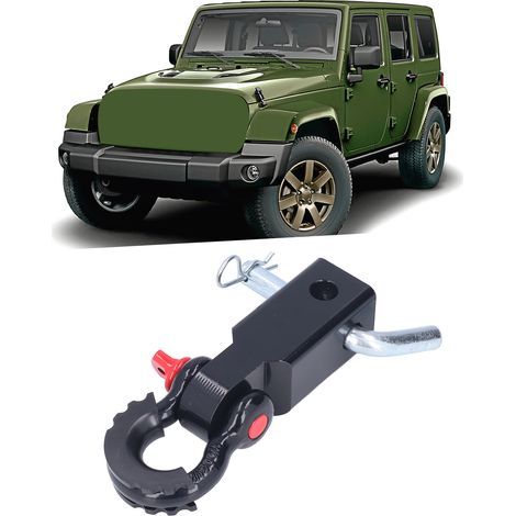 Attelage universel 2" avec manille pour remorquage et récupération véhicules - Accessoire acier pour voitures, camions, Jeep, noir (1/5)