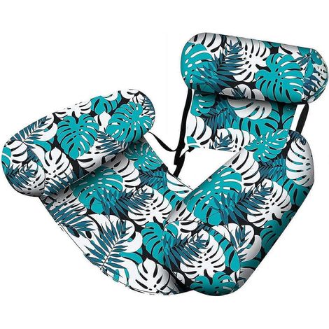 Bouées gonflables pour adultes chaise longue flottante à motifs végétaux piscine gonflable robuste radeau flottant vert (partie 1) (1/5)