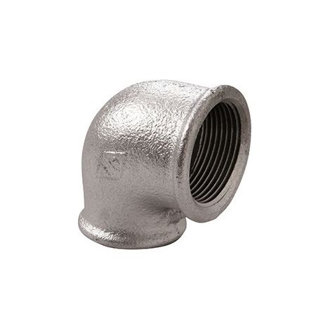90R - Curca a gomito 90° FF riduzione 1/2 x 3/8" in ghisa zincata 09005032