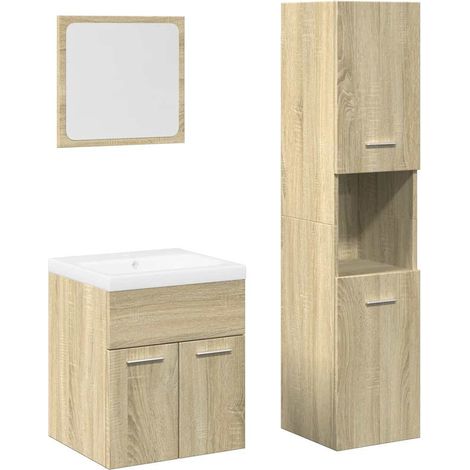 Maison Exclusive - 4-tlg. Badmöbel-Set Sonoma-Eiche Holzwerkstoff