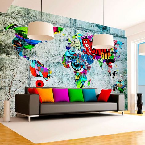 Papier peint carte des graffitis - 150 x 105 cm (1/4)