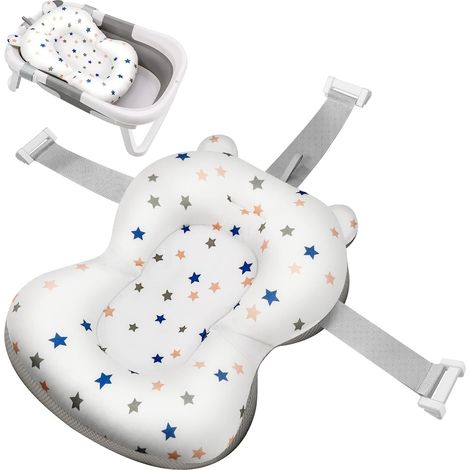 Coussin de Bain Bebe Transat Pour Baignoire Bébé Matelas Reducteur Baby Hamac Adaptateur Oreiller Benoire Chaise 0-12 Mois Support Tapis Sièges 3 Points Fixe Réglable (1/5)