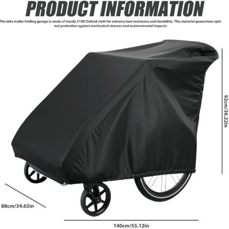 Garaje plegable para remolque de bicicleta, funda universal para remolque de bicicleta en tejido Oxford 210D, funda impermeable para remolque de bicicleta con protección UV, accesorios para la funda (1/4)