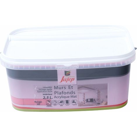 Peinture mur et plafond acrylique mate rouge vif  2,5L  Jafep