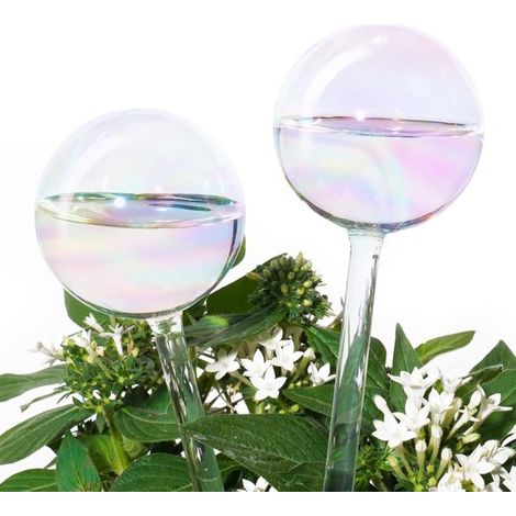 [Lot de 2] Tuteurs de sol en verre transparent à dégradé coloré pour arrosage automatique, boules d'arrosage automatique, lampes d'arrosage automatique, arrosage automatique des plantes (1/5)