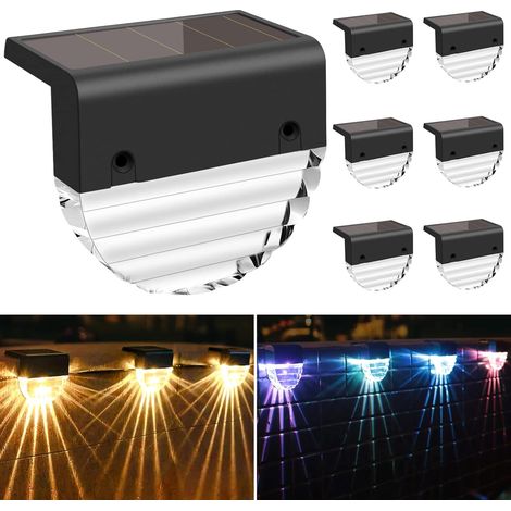 Luces solares para jardín, impermeables, aptas para vallas/escaleras de jardín, con cambio de colores, juego de 6 unidades.