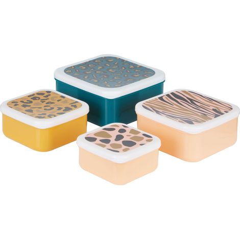 Interiors by Premier Stackable Design Set Of 4 Animal Print Lunch Boxes, Versatile Assortment Of Multisized PP Lunch Boxes (1/5)