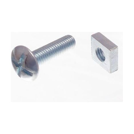 One Stop DIY Lot de 100 boulons de toiture et écrous carrés ZP Plaqué zinc M6 x 25