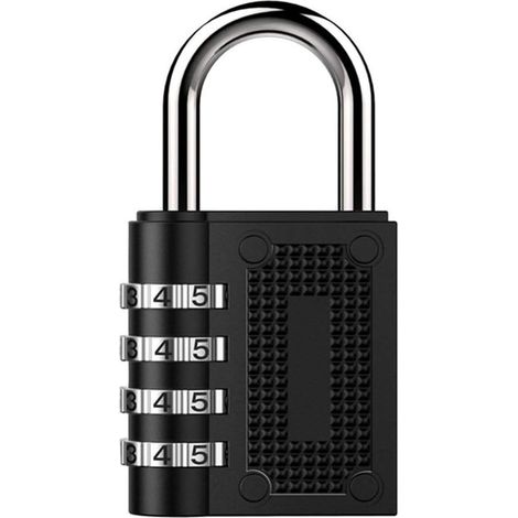 Cadenas à combinaison, cadenas étanche à code, cadenas à 4 chiffres pour cadenas à combinaison extérieur (1 paquet noir) (1/5)