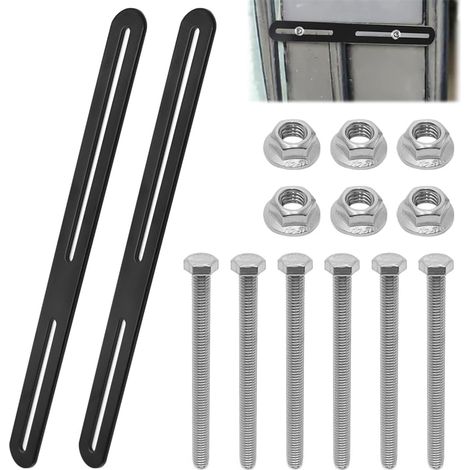 2 Kit de Support Boite Aux Lettres 280 x 24 mm Connecteur Plat en Acier Inoxydable avec 6 Vis M5 et Ècrous pour Fixation de Boîte aux Lettres et Réparation de Meubles(Noir) (1/5)