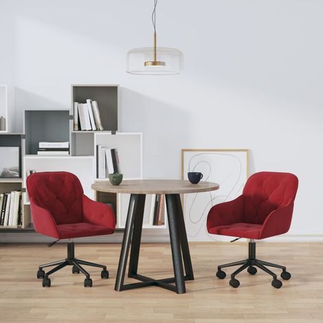 Lot de 2 chaises de salle à manger siège pivotant hauteur réglable rouge bordeau x velours rouge DEC025306 (1/5)