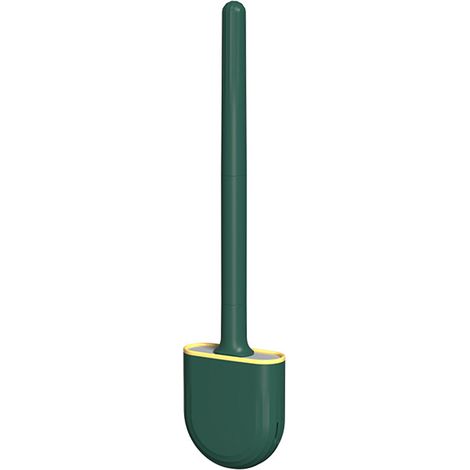 Brosse De Toilette - Tête Plate Flexible En Silicone - Support Aérée Avec Fond Détachable - Pour Salle De Bains - 1 Pièce (1/5)