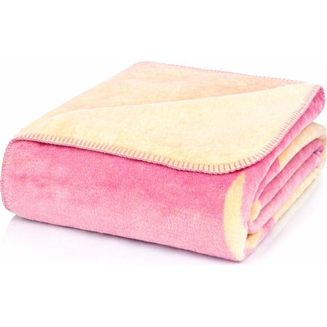 Couverture Moelleuse Design Renne Vieux Rose - Couverture de Maison en mélange de Coton Acrylique pour canapé et lit 150 x 200 cm (1/5)