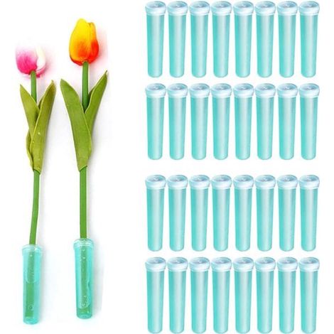 Tubos transparentes para flores - 100 unidades, ideales para transportar y alimentar flores frescas (1/5)