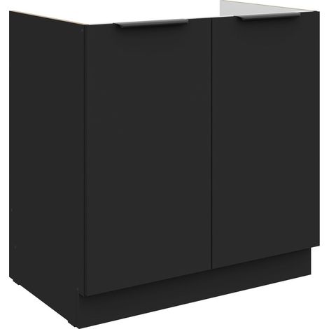 Küchen Spülenunterschrank 80 cm SIENA Schwarz Küche Küchenzeile Küchenblock (1/5)