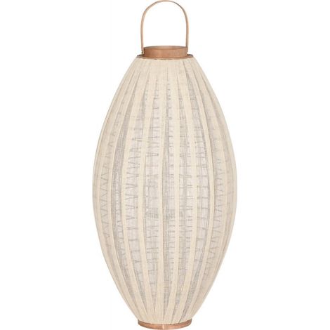 Bougeoir en bois et lin blanc élégance intérieure - Blanc cassé et bois naturel (1/4)