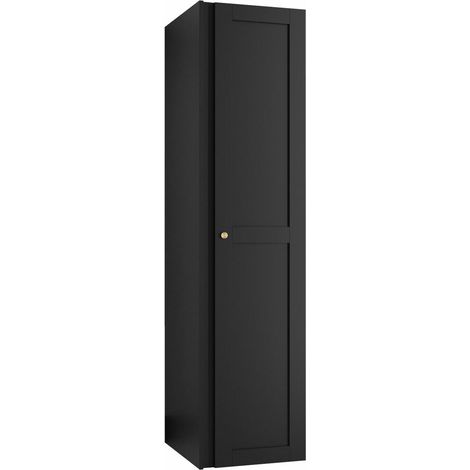 Armoire Hartford 392, Noir, 186x40x44cm, Portes d'armoire: Avec des charnières, Nombre d'étagères: 2
