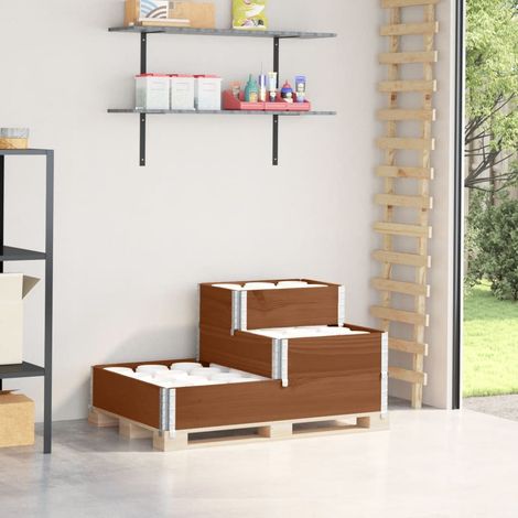 Lit surélevé à 3 niveaux-Jardinière surélevée-Bac surélevé marron 120x80 cm bois pin massif 286168 (1/5)