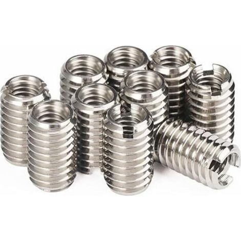 10 Pièces Insert Fileté Metal, Insert Fileté Autotaraudant Filetage Femelle M4 X 0.7mm Filetage Mâle M6 X 1mm Longueur 10mm Inserts Filetés pour Équipement Mécanique De Turbine À Vapeur