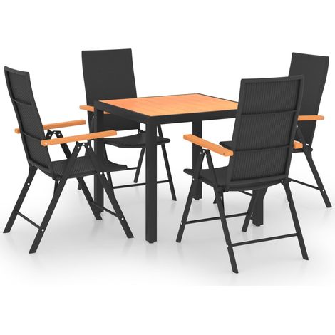 5-tlg. Garten-Essgruppe Schwarz und Braun vidaXL (1/5)