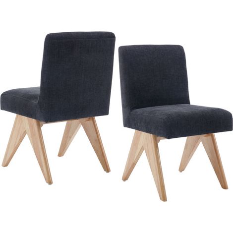 Wahson Lot de 2 chaises de salle à manger rétro – Pieds en bois – Coussins en chenille doux – Hauteur d'assise 51cm – Chocolat (1/5)