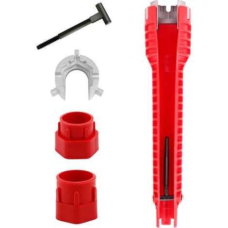 Llave para grifos multicabezal 8 en 1, herramienta profesional de reparación de fontanería para la instalación de fregaderos. (1/5)
