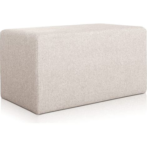 EVERGREENWEB Pouf poggiapiedi 83x43 cm per Divano Sgabello Cubo, tessuto Idrorepellente: Pouf design moderno per soggiorno camera da letto, Puff salotto, Pouffe Rubino BEIGE (1/4)