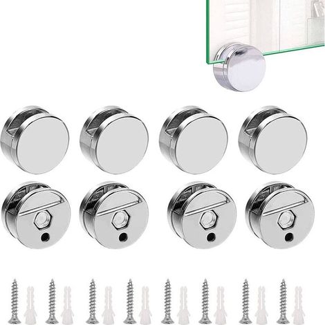 8 Pièces Pinces en Verre pour Miroir Rondes Clips de Miroir pour Salle de Bains en Alliage de Zinc Charge 15kg avec Vis - 22mm (1/5)