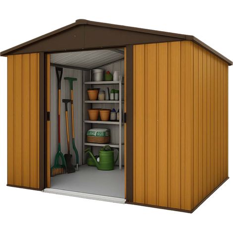 Abri de jardin métal aspect bois Yardmaster 5,3 m² + kit d'ancrage (1/7)