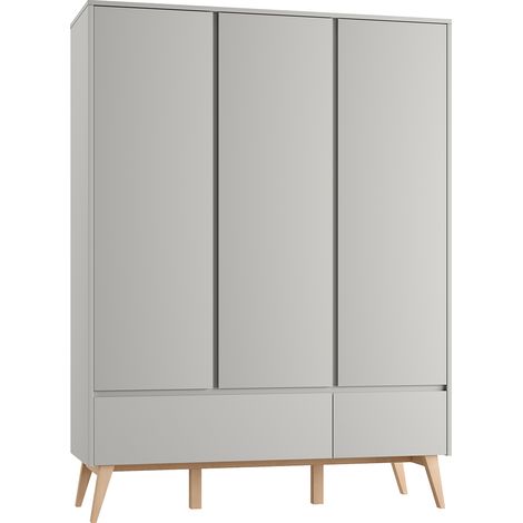Armadio 3 ante 2 cassetti Swing grigio e marrone 200cm
