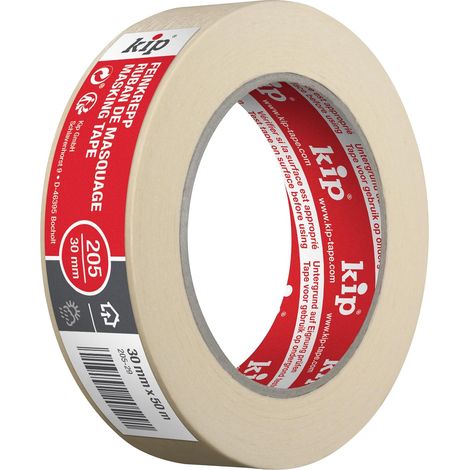 Kip - Ruban adhesif de masquage fin en papier crepe 205-29 - Masking tape ideal pour les travaux de peinture en interieur - Dimensions : 3 x 30mm x 50m - Couleur nature (1/3)